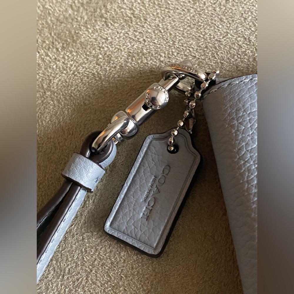 Coach Wristlet in Grey Blue Pebble Leather - Picture 3 of 9